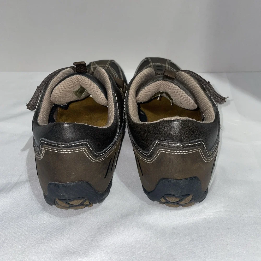 American Eagle Mens Brown Faux Leather Loafers Hook Loop Strap Shoes Size 10